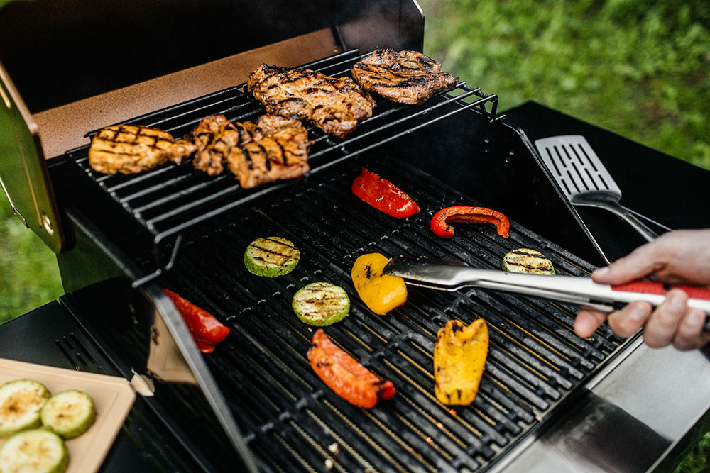 dinner party, barbecue and roast pork at night